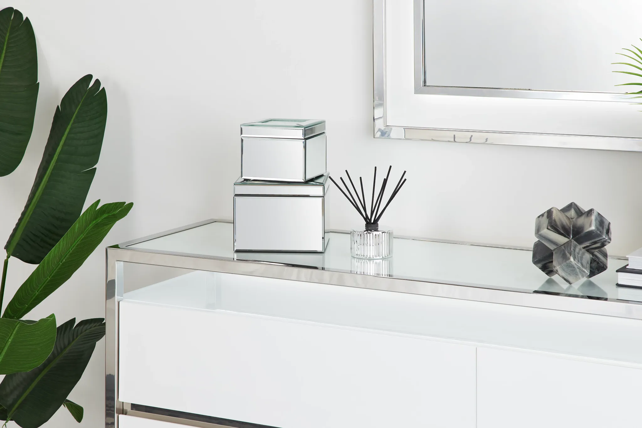 Miami White Dresser & Mirror