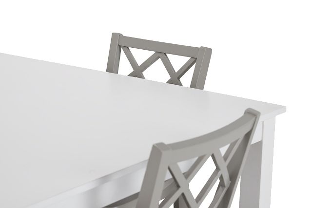 Edgartown Rectangular White High Table & 4 Light Gray Wood Barstools
