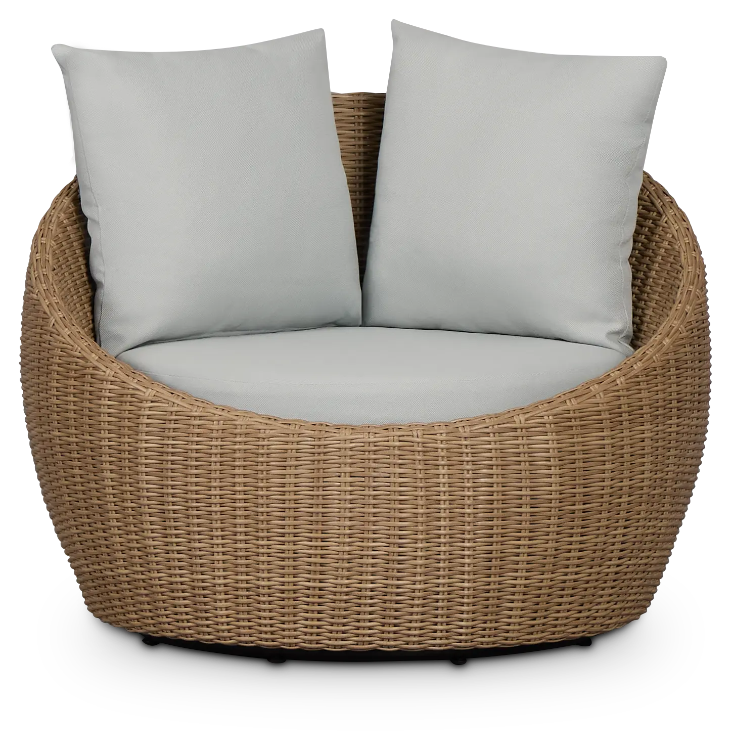 Montecito Light Tone Curved Swivel Chair With Light Blue Cushions Montecito Light Tone Curved Swivel Chair With Light Blue Cushions