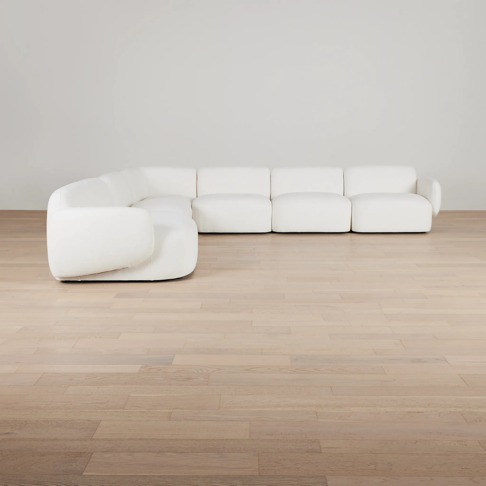 Halsey White Fabric Large Left Cuddler Sectional