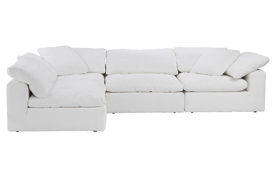 Nixon White Fabric 4 Piece Modular, White Cloth Sectional Sofa