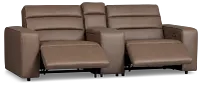 Sawyer Dark Brown Micro Power Reclining Console Loveseat