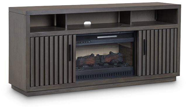 Ithaca Dark Gray 64" Tv Stand With Fireplace Insert (2)