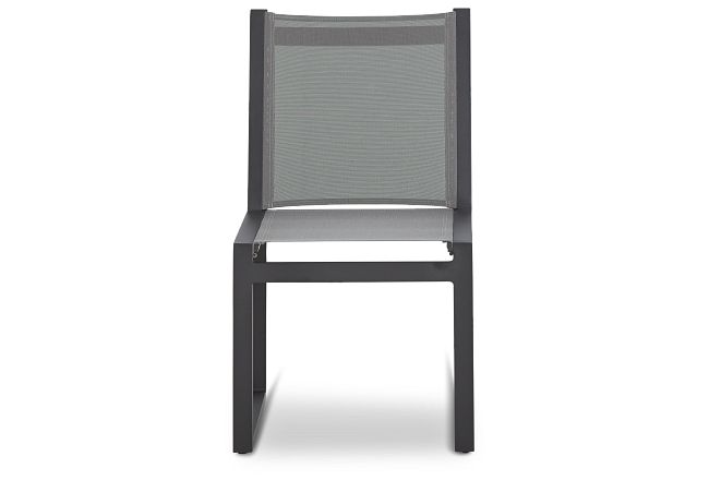 Linear Dark Gray Aluminum Sling Arm Chair