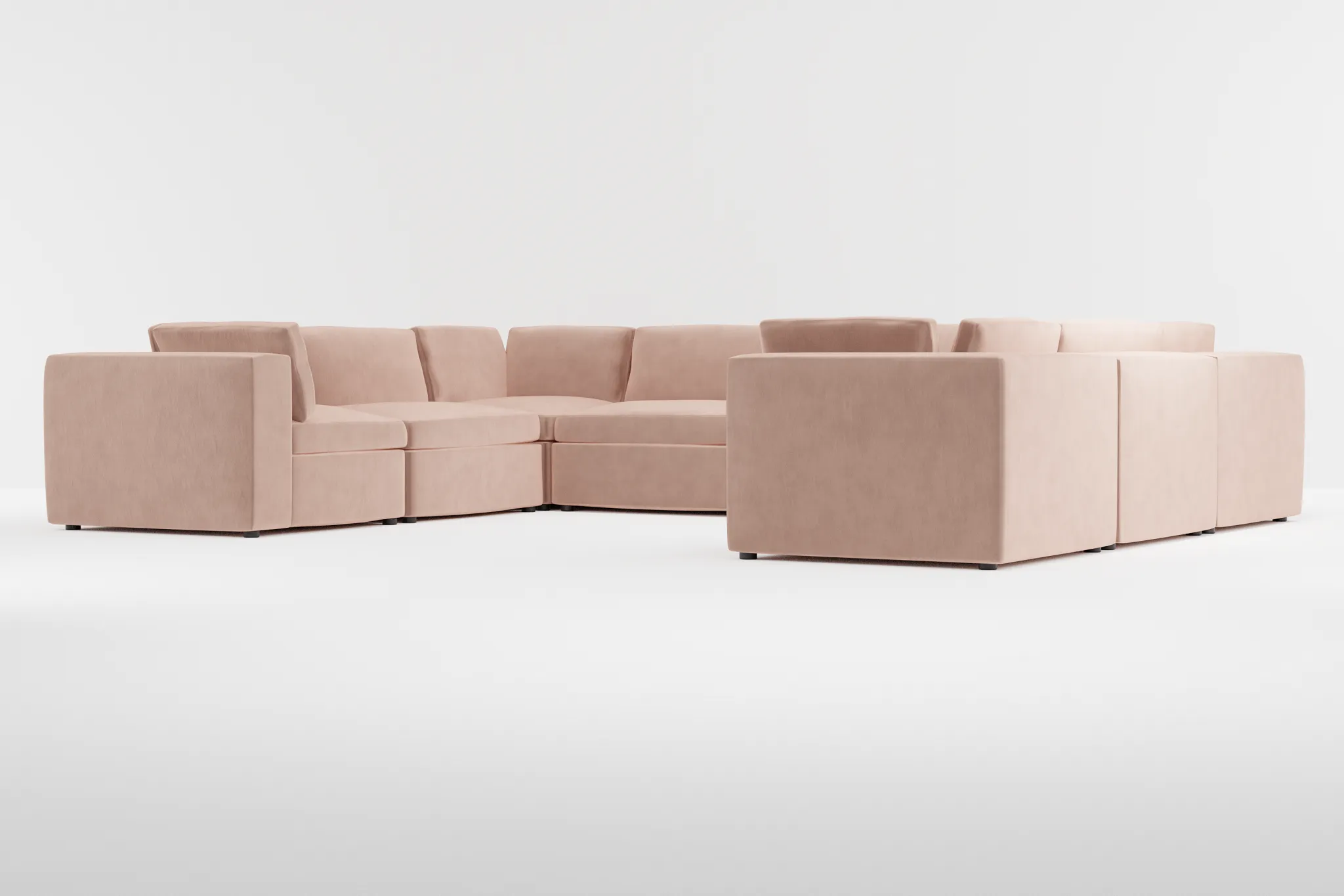 Destin Joya Light Pink Velvet 8-piece Modular Sectional