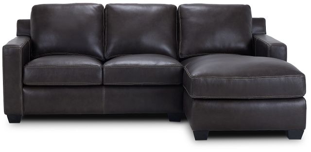 Carson Dark Brown Leather Small Right Chaise Sectional (3)