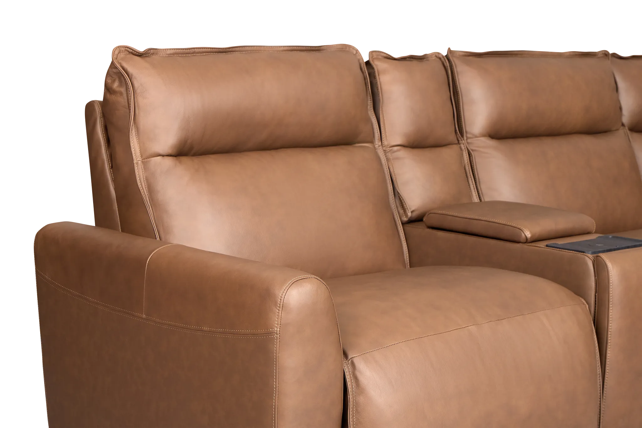 Edison Dark Brown Leather/vinyl Large Triple Power Reclining 2-arm Sectional