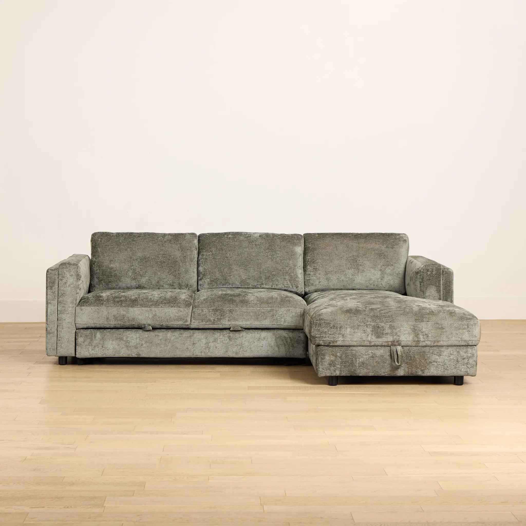 Farren Dark Green Fabric Small Right Chaise Storage Sleeper Sectional Farren Dark Green Fabric Small Right Chaise Storage Sleeper Sectional