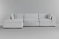 Destin Suave White Fabric 4-piece Bumper Sectional