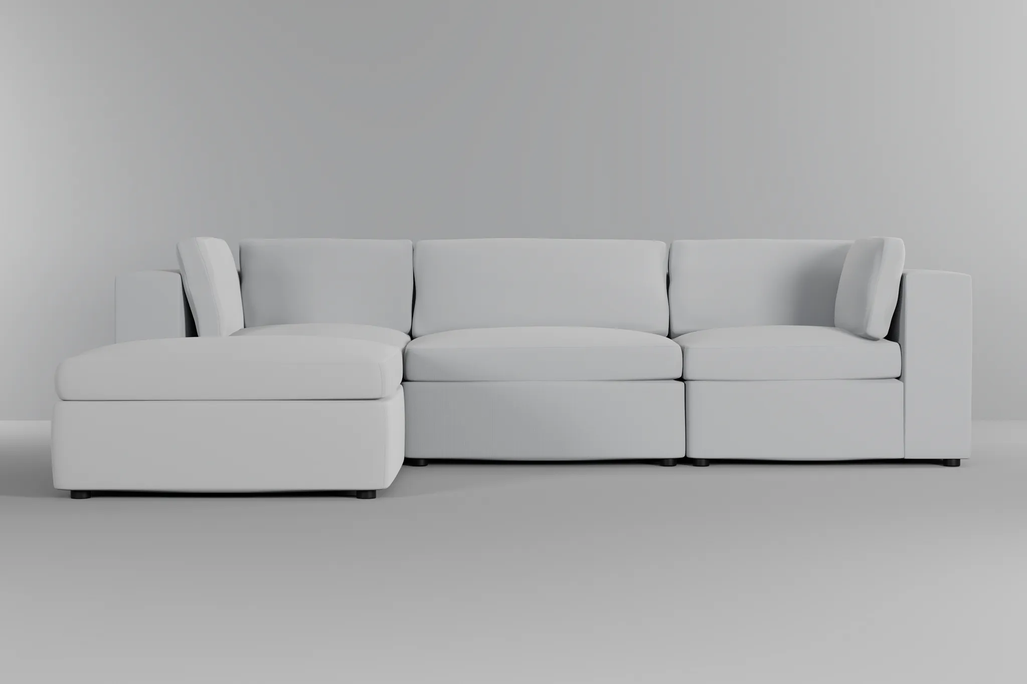 Destin Suave White Fabric 4-piece Bumper Sectional