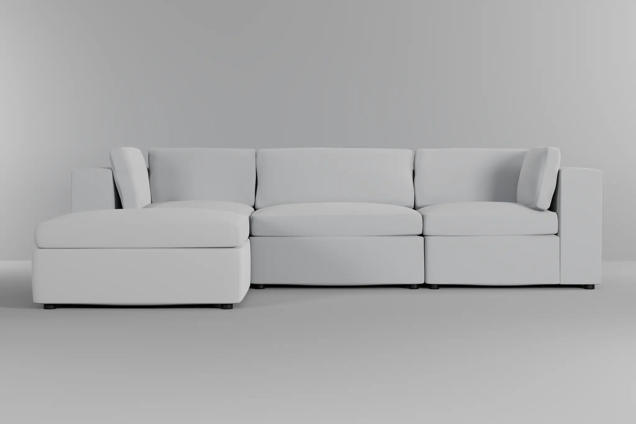 Destin Suave White Fabric 4-piece Bumper Sectional Destin Suave White Fabric 4-piece Bumper Sectional
