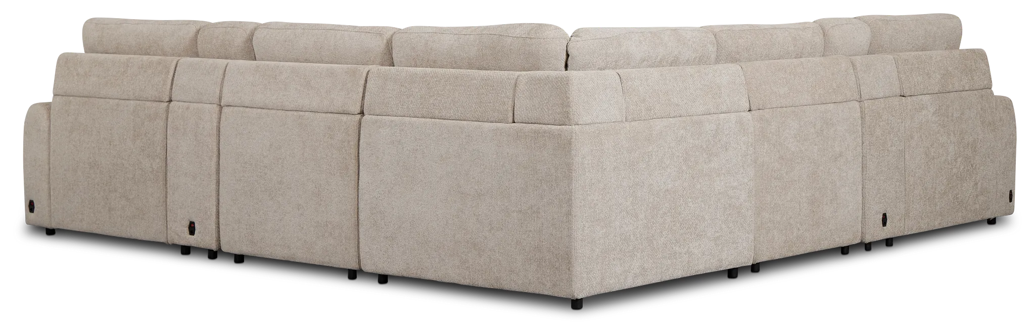 Hendrix Light Taupe Fabric Large Dual Power 2 Arm Extension Chaise Sectional