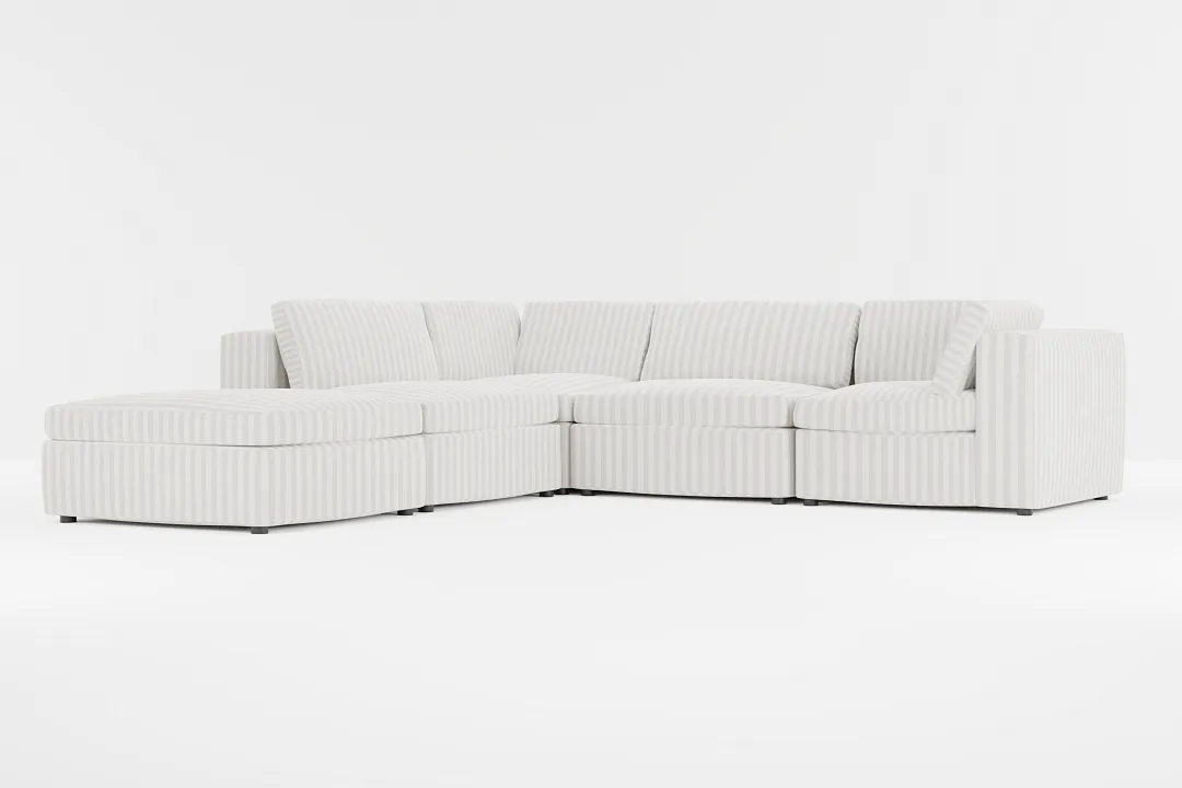 Destin Sea Lane Light Gray Fabric 5pc Bumper Sectional