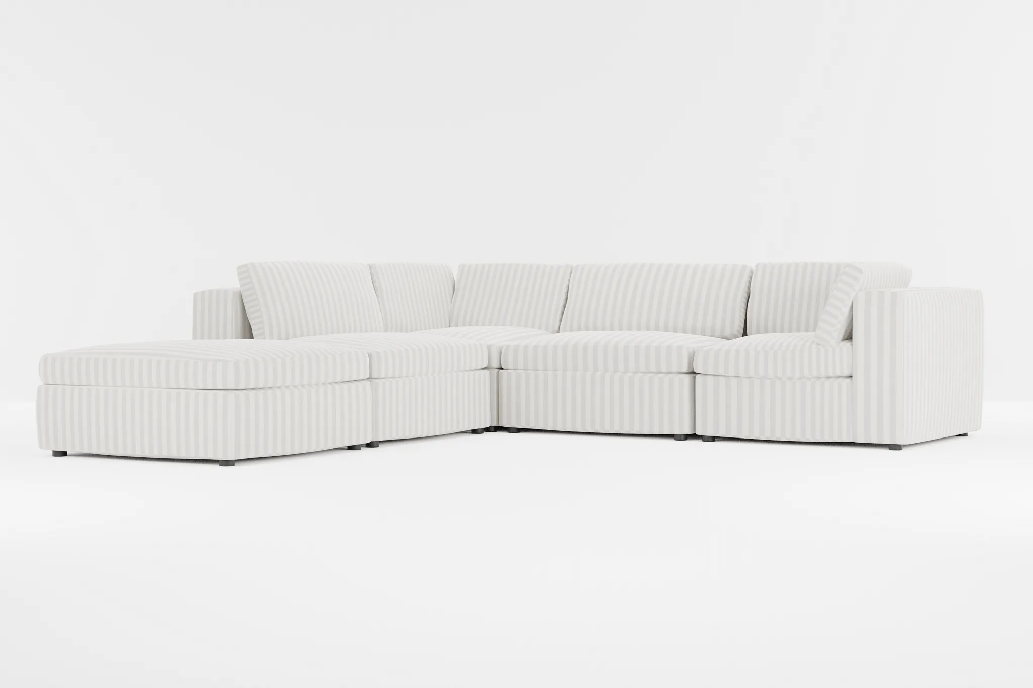 Destin Sea Lane Light Gray Fabric 5pc Bumper Sectional