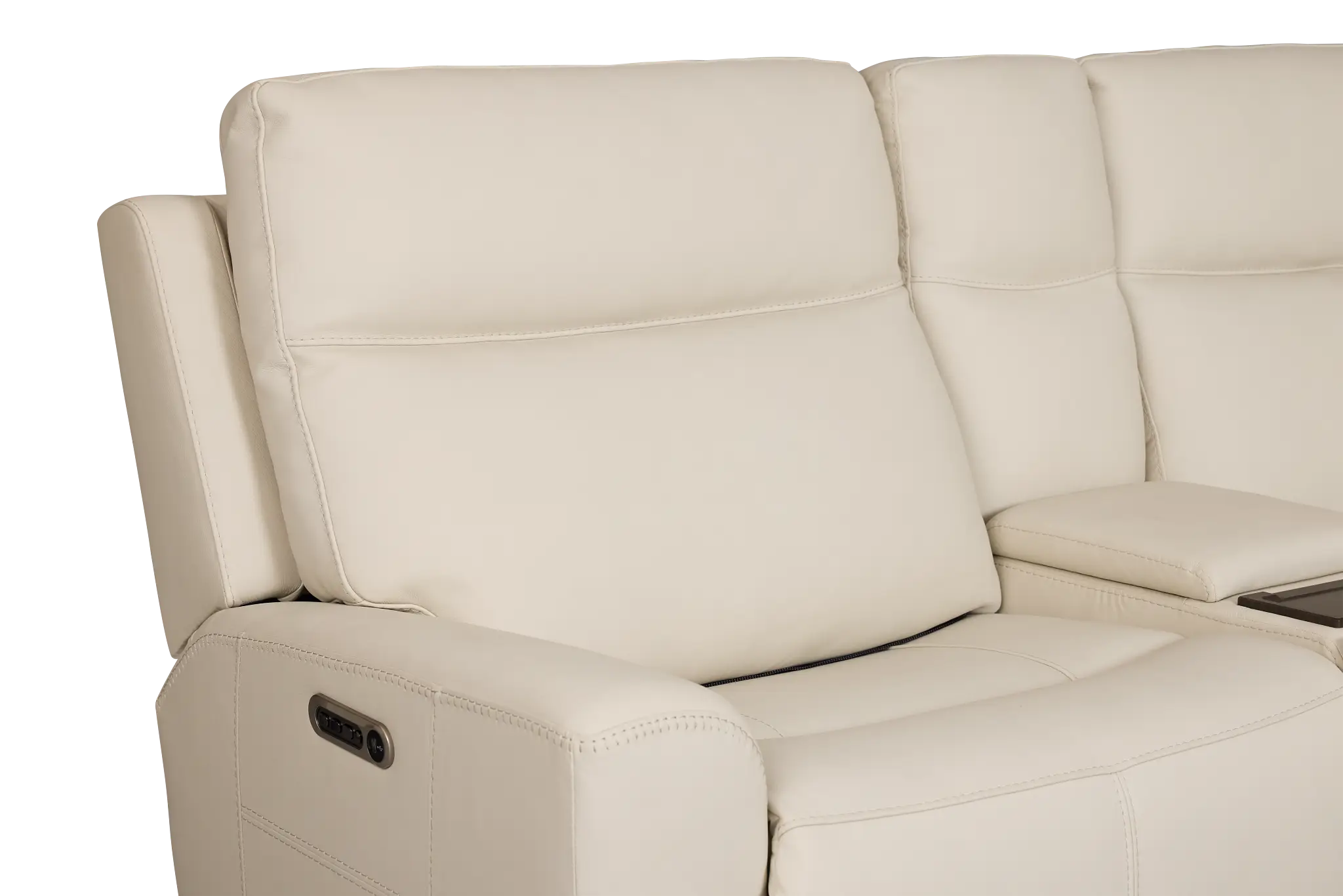 Flexsteel Sterling Ivory Lthr/vinyl Large Triple Power Reclining Two-arm Sectional Flexsteel Sterling Ivory Lthr/vinyl Large Triple Power Reclining Two-arm Sectional