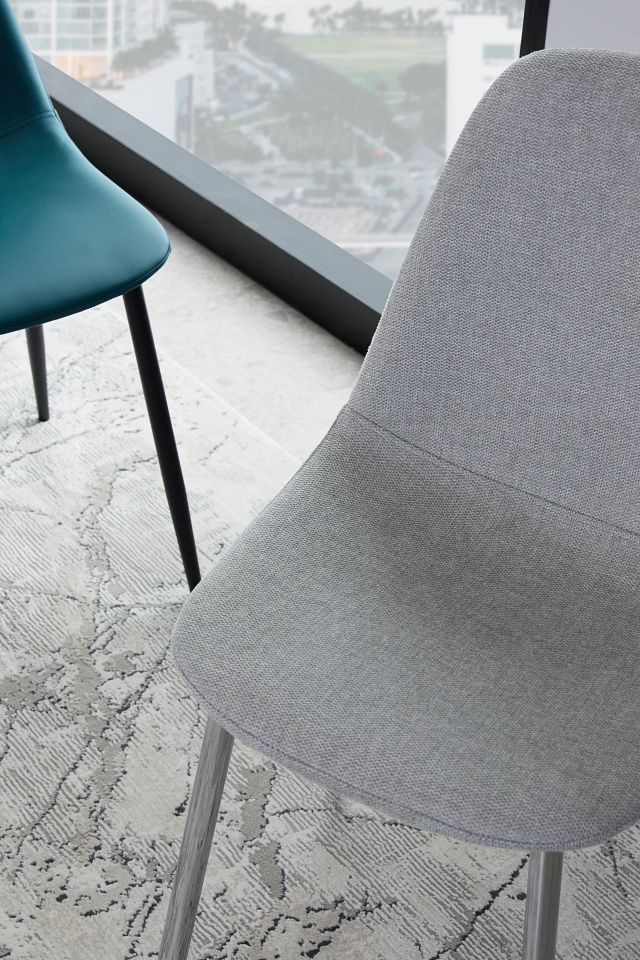 Havana Light Gray Upholstered Side Chair W/ Chrome Legs