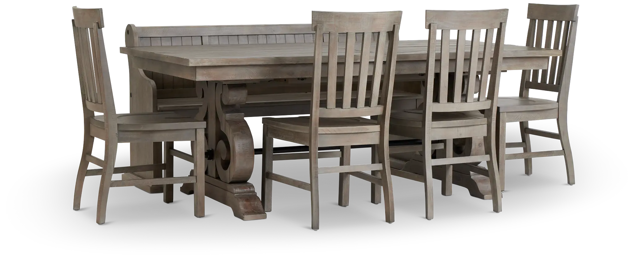 Sonoma Light Tone Trestle Table, 4 Chairs & Bench Sonoma Light Tone Trestle Table, 4 Chairs & Bench