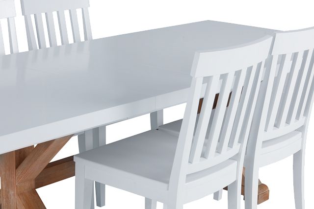 Nantucket Two-tone White Trestle Table & 4 White Chairs