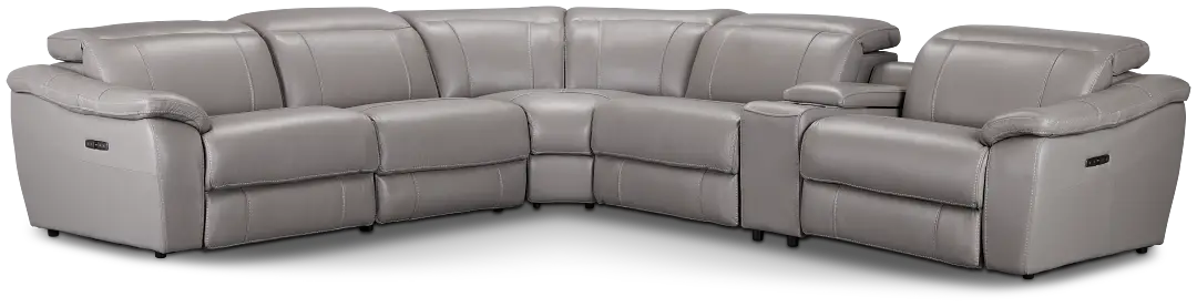 Marion Gray Lthr/vinyl Medium Triple Power 2-arm Sectional Marion Gray Lthr/vinyl Medium Triple Power 2-arm Sectional