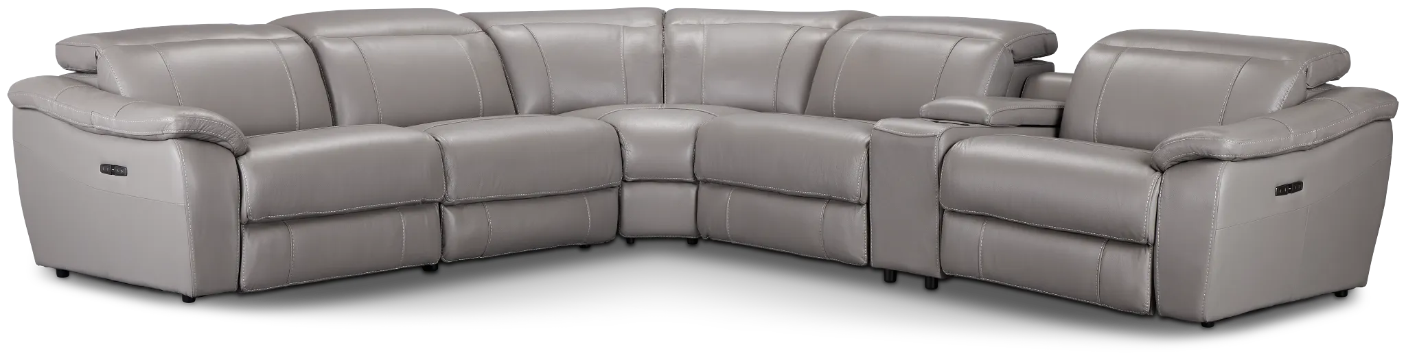 Marion Gray Lthr/vinyl Medium Triple Power 2-arm Sectional