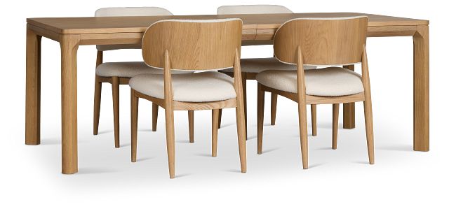 Gables Light Tone Rect Table & 4 Upholstered Chairs