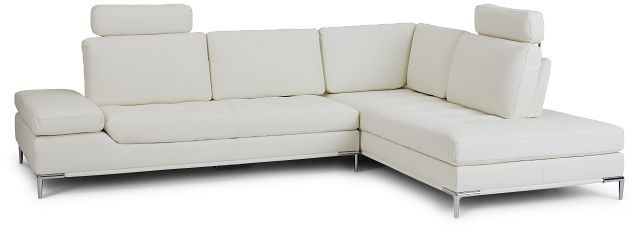 Camden White Micro Right Chaise Sectional With Removable Headrest