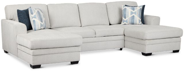 Everly Gray Fabric Double Chaise Sleeper Storage Sectional