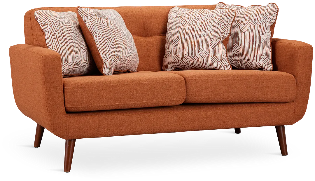 Raya Orange Fabric Loveseat