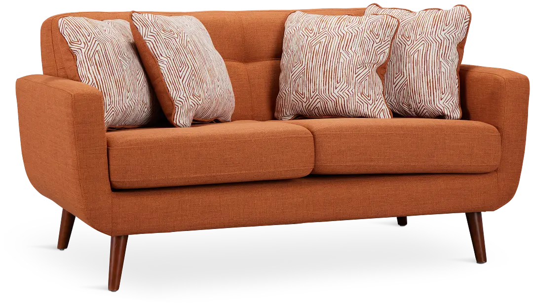 Raya Orange Fabric Loveseat Raya Orange Fabric Loveseat