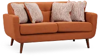 Raya Orange Fabric Loveseat