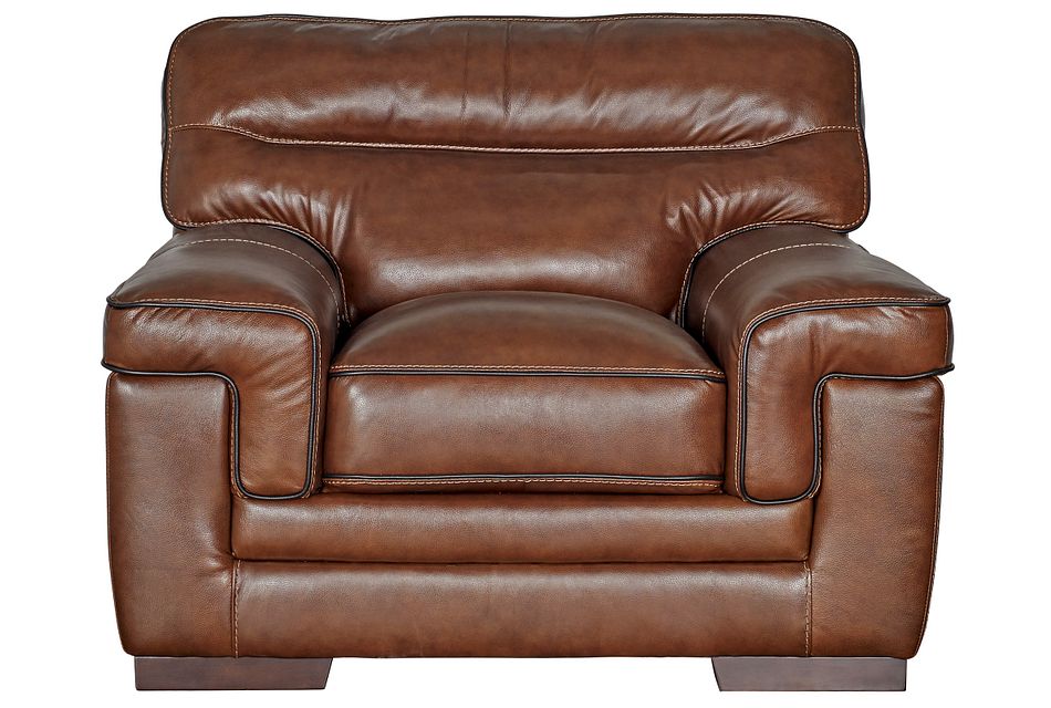 Alexander Medium Brown Leather Chair, (1)
