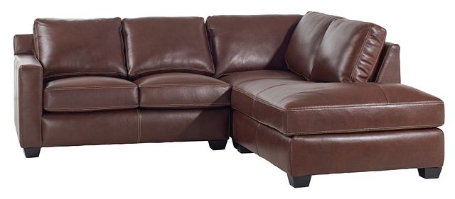 Carson Medium Brown Leather Right Bumper Sectional (1)