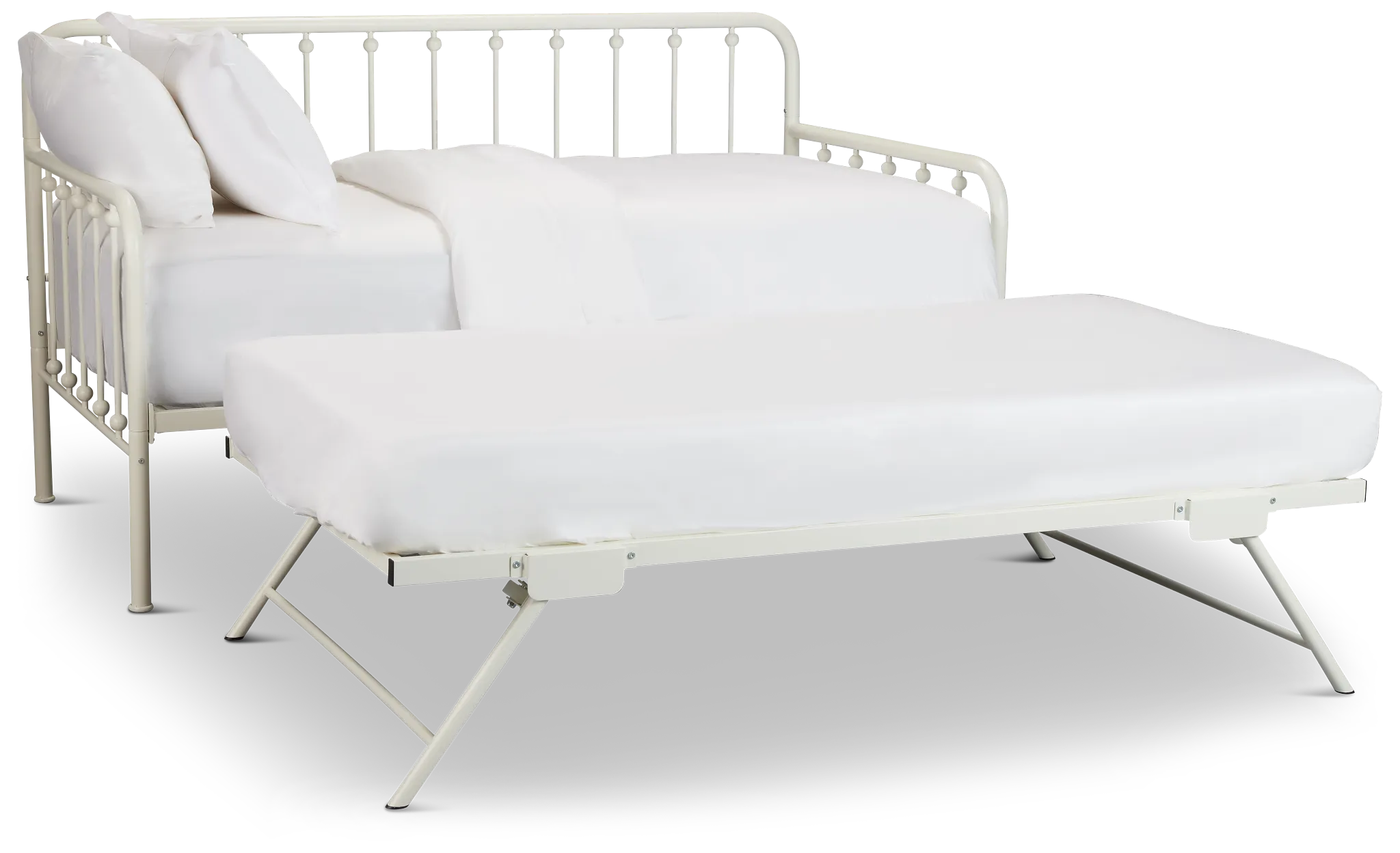 Rory White Metal Trundle Daybed