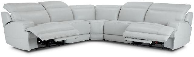 Reign Gray Lthr/vinyl Small Two-arm Power Reclining Sectional