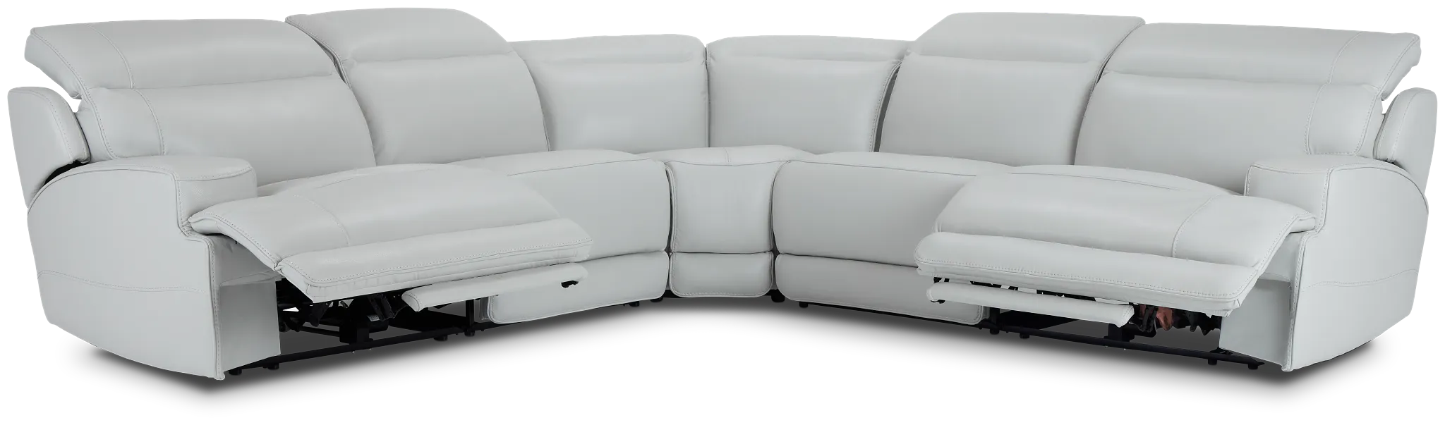 Reign Gray Lthr/vinyl Small Two-arm Power Reclining Sectional