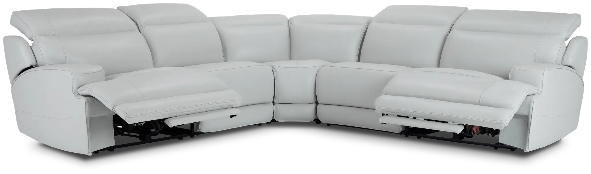Reign Gray Lthr/vinyl Small Two-arm Power Reclining Sectional Reign Gray Lthr/vinyl Small Two-arm Power Reclining Sectional