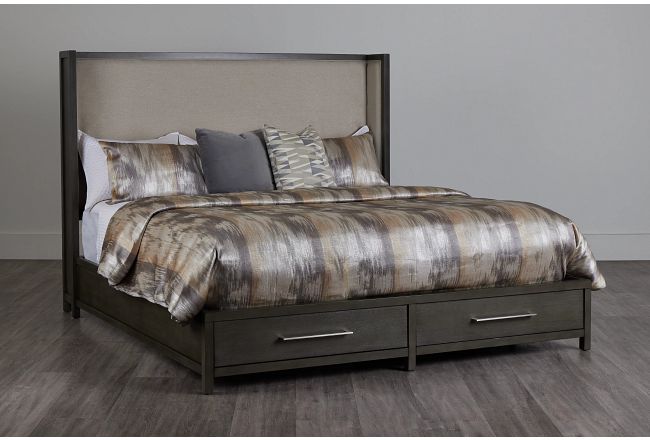 Toronto Dark Tone Uph Platform Storage Bed
