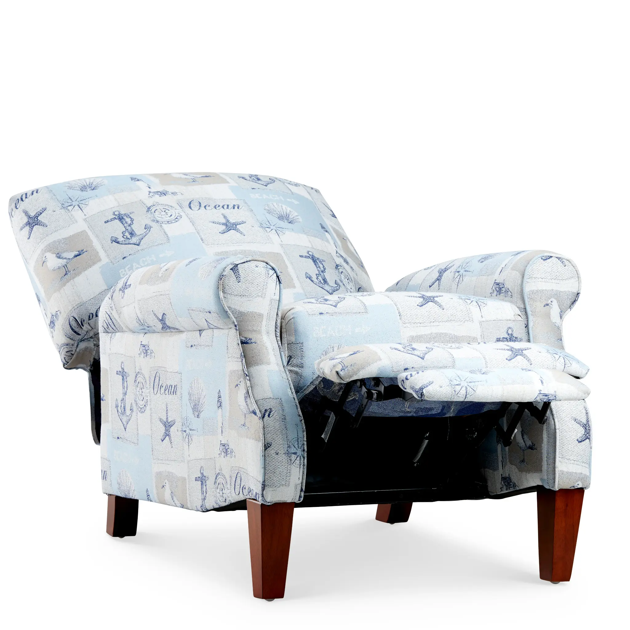 Pompano Light Blue Fabric Push Back Recliner Pompano Light Blue Fabric Push Back Recliner