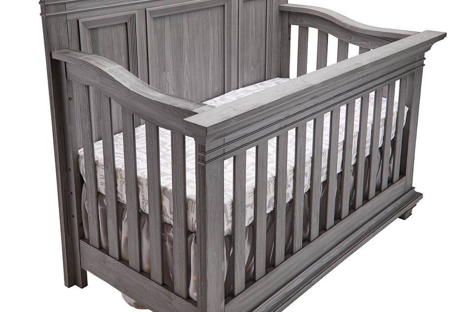 light gray baby crib