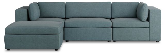 Destin Sutton Blue Fabric 4-piece Bumper Sectional