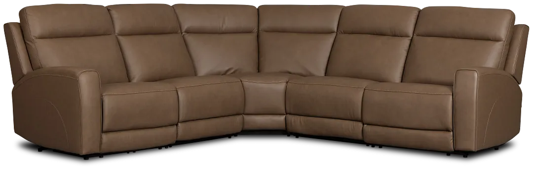 Flexsteel Belmont Dark Brown Lthr/vinyl Small Dual Power Reclining Two-arm Sectional