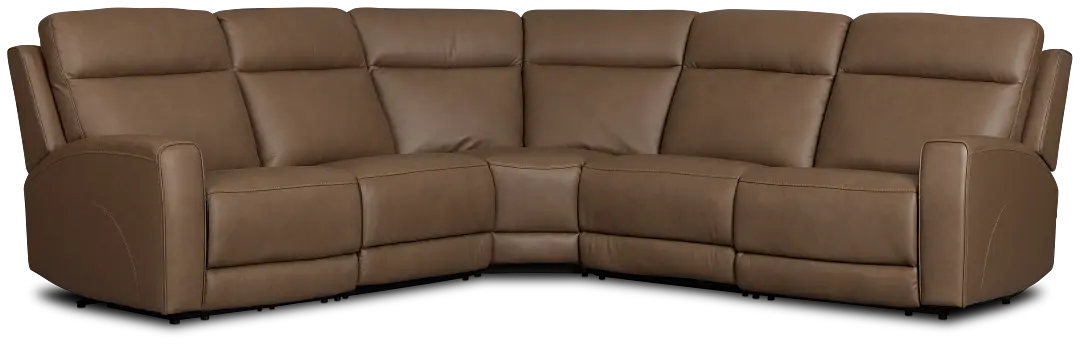 Flexsteel Belmont Dark Brown Lthr/vinyl Small Dual Power Reclining Two-arm Sectional Flexsteel Belmont Dark Brown Lthr/vinyl Small Dual Power Reclining Two-arm Sectional