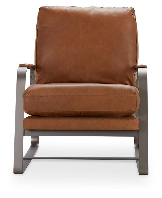 Lex Brown Leather Accent Chair (2)