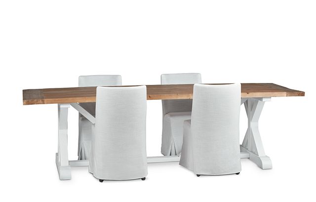 Hilton Two-tone 110" Table & 4 Skirted Chairs