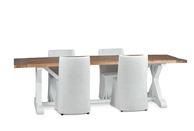 Hilton Two-tone 110" Table & 4 Skirted Chairs
