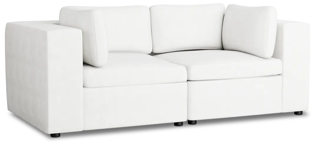 Destin Sutton White Fabric 2-piece Modular Sofa