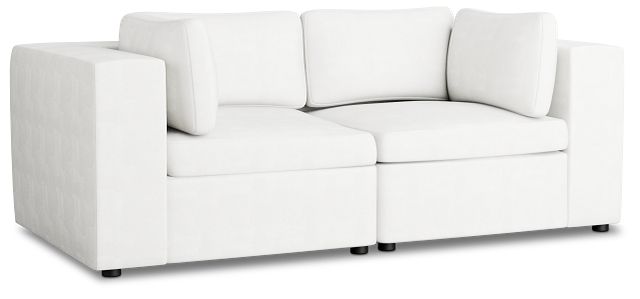 Destin Sutton White Fabric 2 Piece Modular Sofa