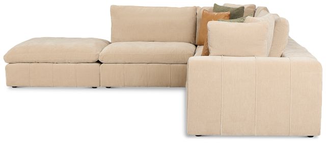 Cruz Light Beige Fabric 5pc Bumper Sectional