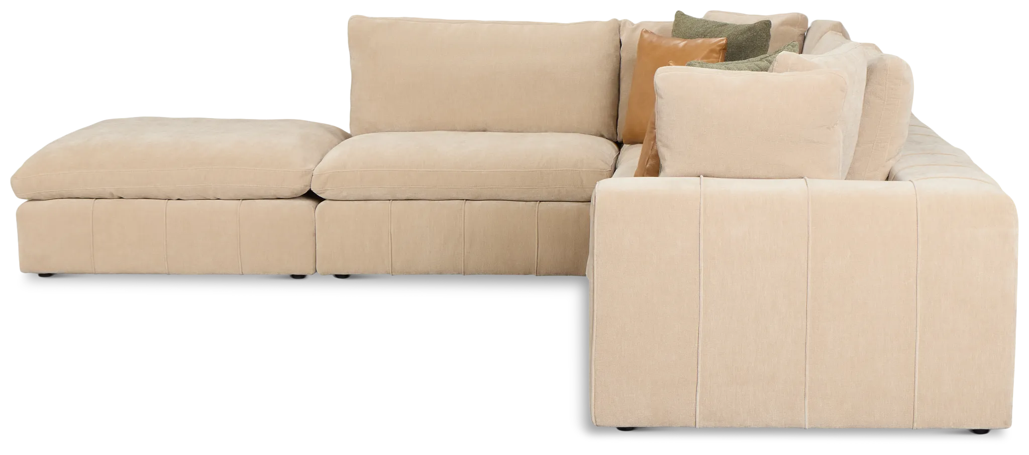 Cruz Light Beige Fabric 5pc Bumper Sectional
