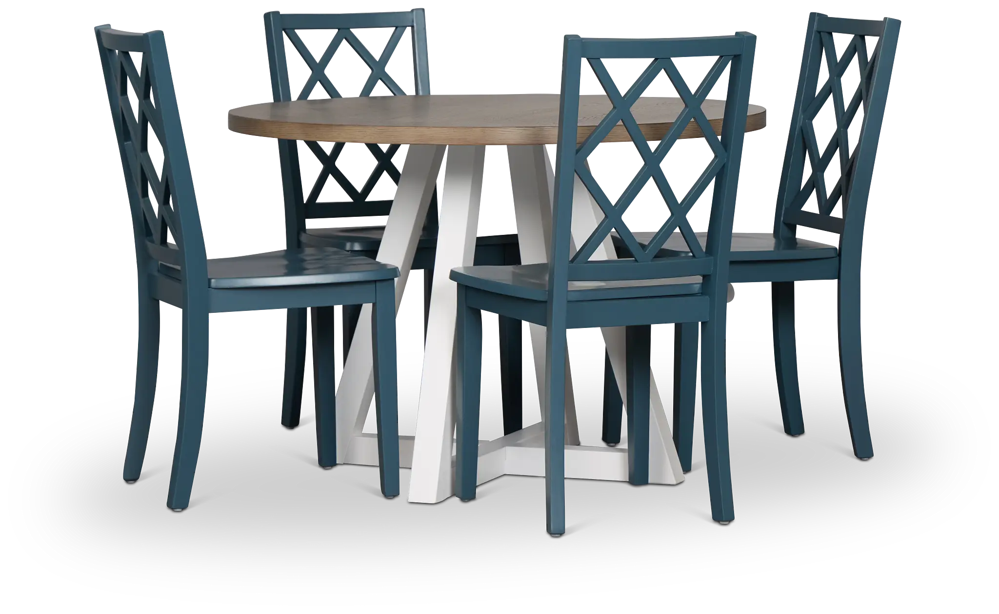 Edgartown Two-tone Round Table & 4 Navy Wood Chairs Edgartown Two-tone Round Table & 4 Navy Wood Chairs
